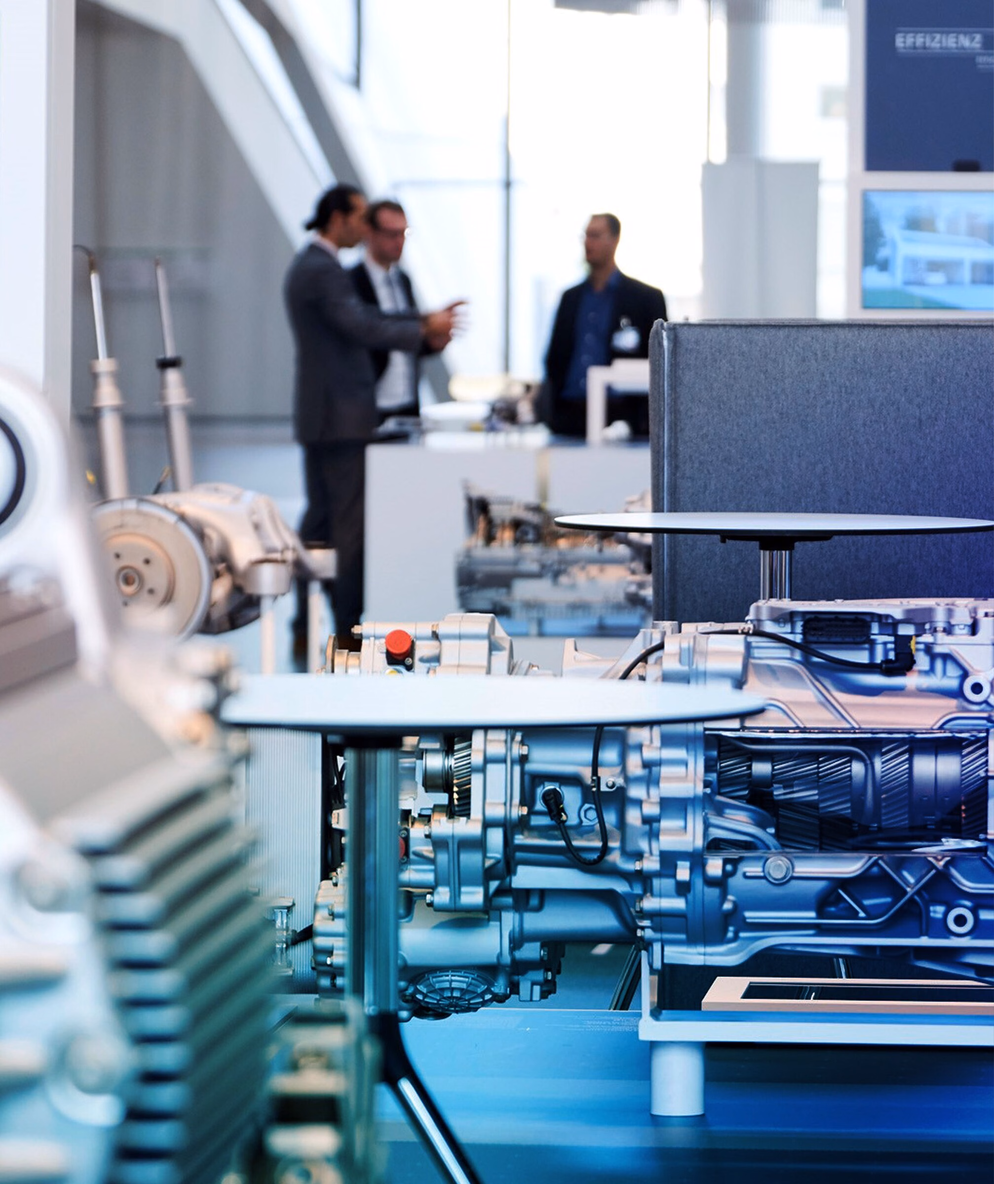 ZF engineering components displayed at an automotive event